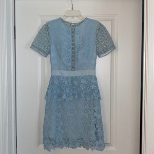 Ted Baker Light Blue Crochet Lace Floral Dress